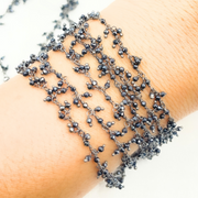 Coated Black Spinel Cluster Dangle Oxidized Wire Chain.